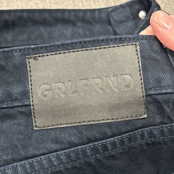 GRLFRND Jeans Women 25 The Karolina High Rise Straight Crop Button Fly Navy Blue - Picture 5 of 9